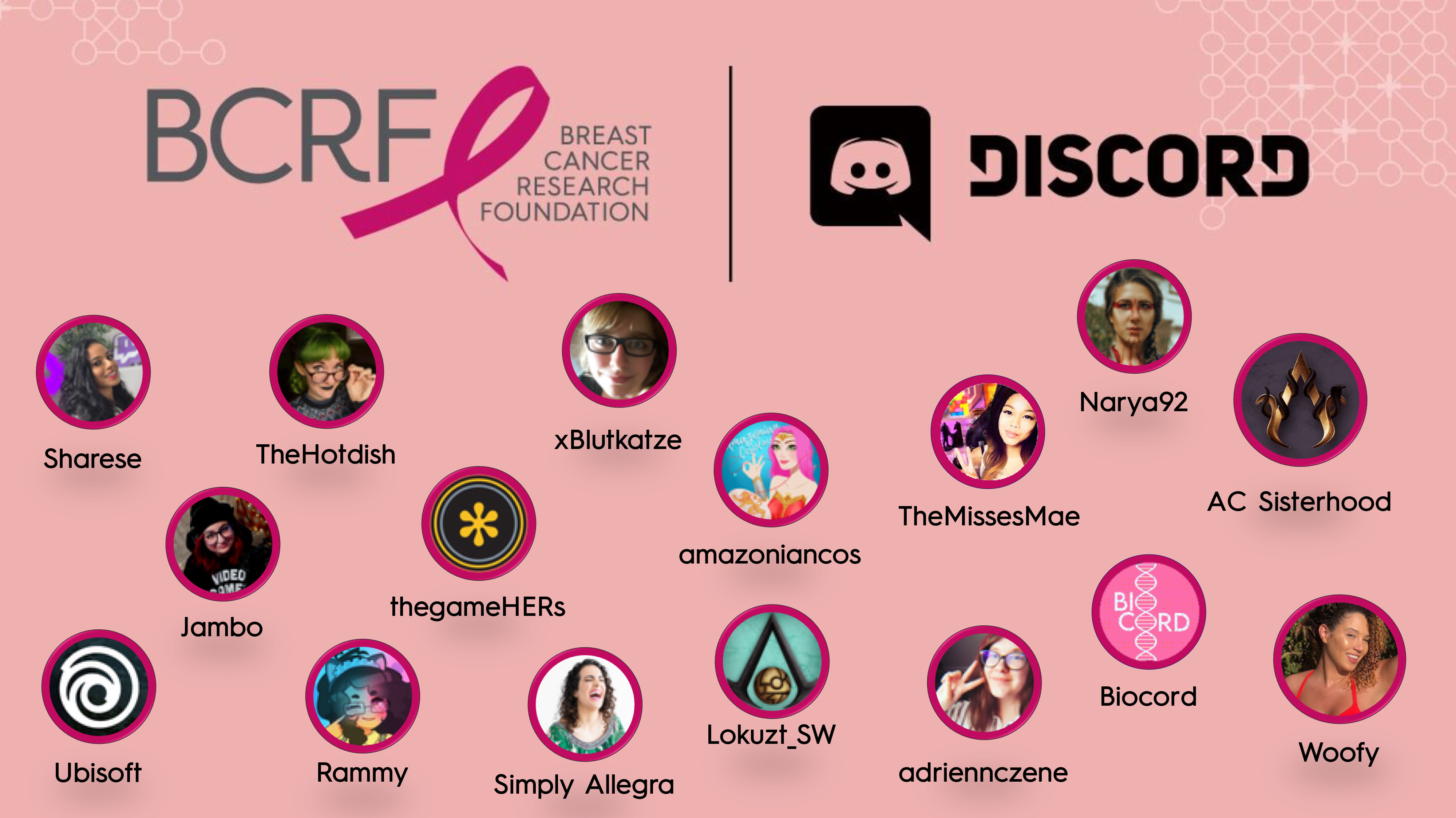 Members of the women-led AC Sisterhood: Discord and BCRF Partnership